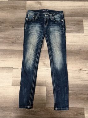 Miss Me Womens Low Rise Skinny Jeans Distressed Flap Pockets Size 26